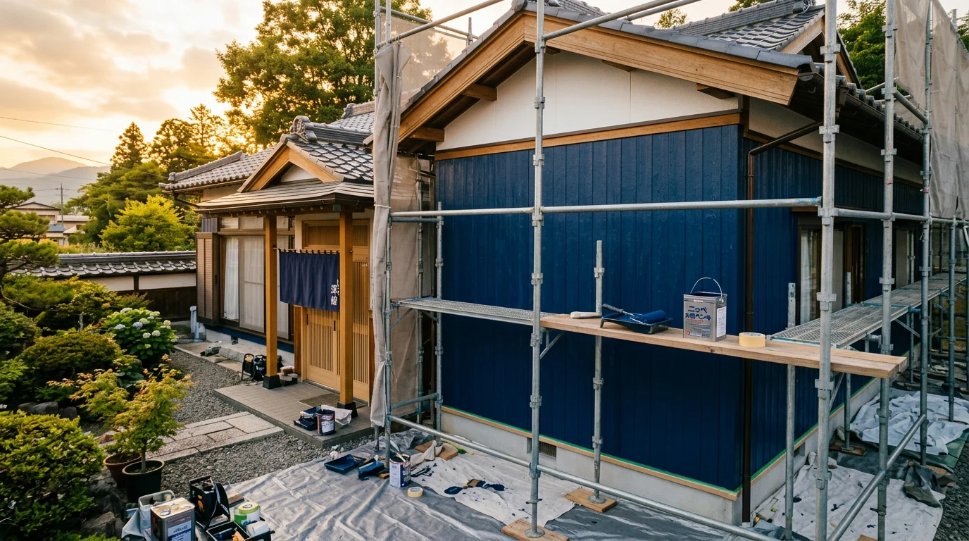 晴れた空の下で塗装を終えた戸建て住宅の外壁