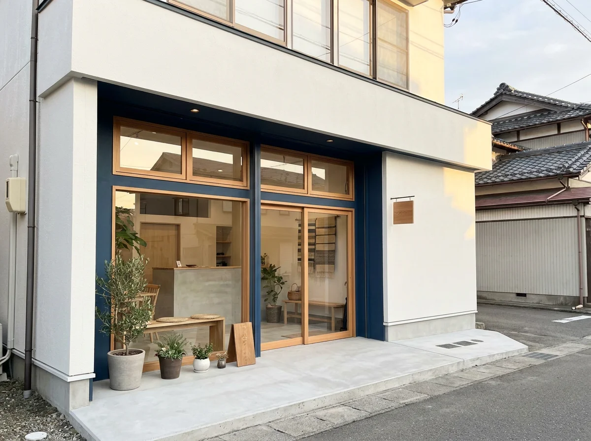 光を受けて均一な塗膜に仕上がった住宅外壁の表面